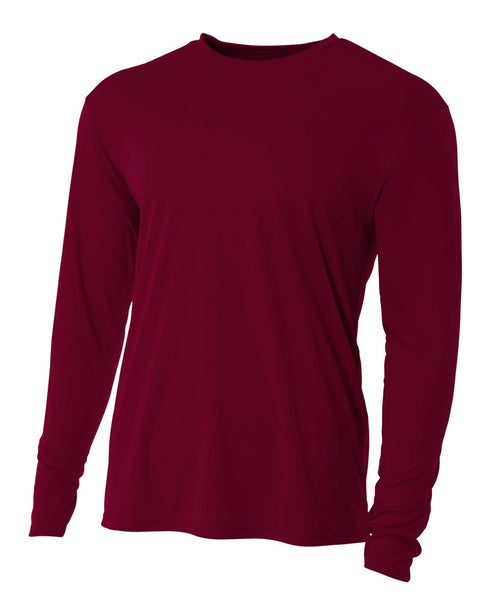 A4 Youth Cooling Performance Long Sleeve Crew (N3165), Color 'Maroon'